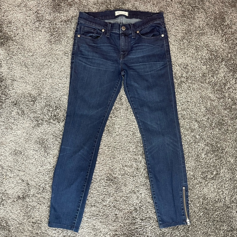 Madewell Skinny dark blue denim zipper ankle stretch jeans women’s size 28 - Picture 3 of 17